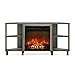 Furinno Jensen Corner Fireplace TV Stand with 4 Open Compartments for TV up to 55 Inches, French Oak Grey