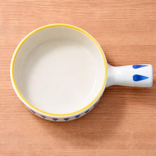 Image of Niyara Stoneware Handmade Ceramic Stylish Premium Serving Bowls /Salad Tray Microwave Dishwasher Safe (Blue Pattern Bowl with Handle)