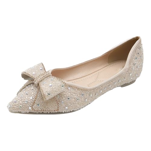 Sparkly Ballet Flats Shoes for Women Closed Pointed Toe Dressy Wedding Flats Women's Comfortable Walking Shoes