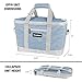CleverMade Collapsible Cooler Bag: Insulated Leakproof 50 Can Soft Sided Portable Cooler Bag for Lunch, Grocery Shopping, Camping and Road Trips, Steel Blue/Cream