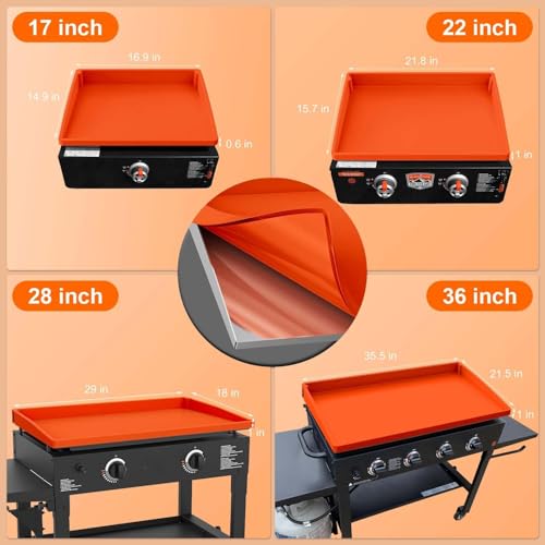 BANGIE 36" Silicone Griddle Mat for Blackstone Accessories - Anti-Warping & UV-Resistant Full-Wrap Cover for 4-Burner Flat Top Grill, Prevents Condensation Rust (Orange) by BANGIE - Image 8