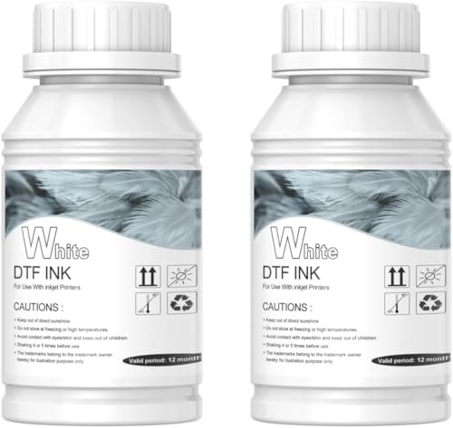 Image of EXPLUX DTF White Ink 2 x 250 ml,Compatible with DTF Printers Models C13, L1800, L8058, XP600,High Flow Printer Ink for DTF Film Printing