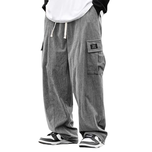 Mokaloha Pants, Mokaloha Mens Pants Vintage Corduroy Multi-Pocket Embroidered Logo Elastic Waist Work Trousers4