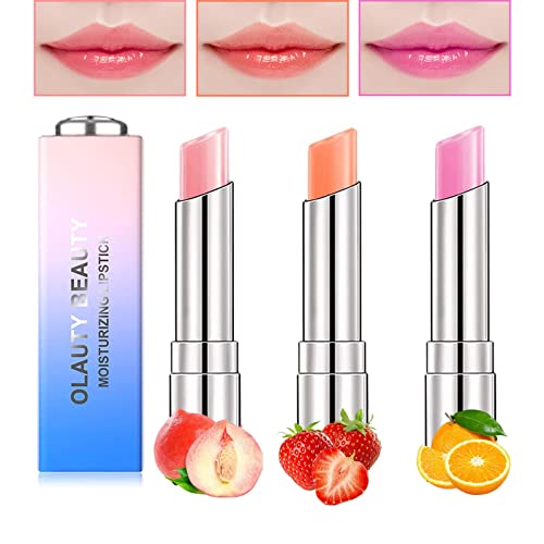 Deepmind 3 Pcs Crystal Jelly Lipstick Magic Lip Color Changing Lip Balm PH Clear Temperature Color Changing Lipstick Long Lasting Nutritious Moisturizing Lip Gloss