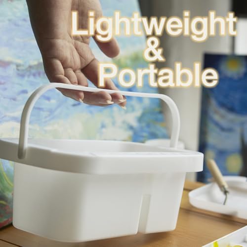 Image of SEVENY Paint Brush Cleaner, Holder and Organizer with Palette, White | For Acrylic, For Watercolor, For Water-Based Paints