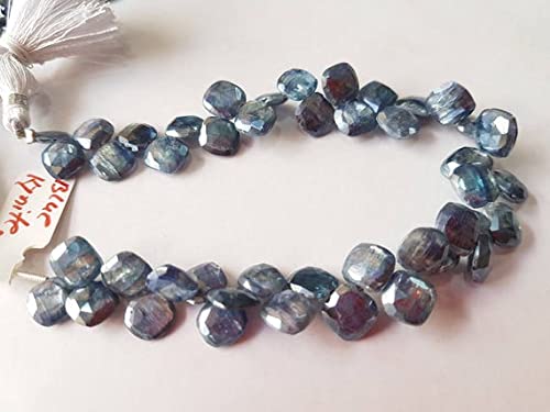LKBEADS Kyanite Faceted Coating Cushion Shape - Length 8 Inches , Shape Size 8MM