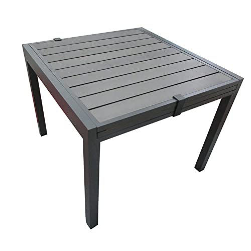 Toilinux.com Mesa de jardín extensible de aluminio, con bandeja Composite Byron de 4 a 8 personas, gris antracita Cover