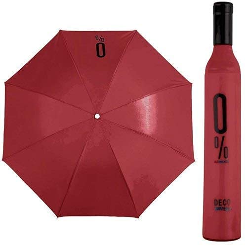 Deco Wine Bottle Shaped Foldable Umbrella, Red-image-3