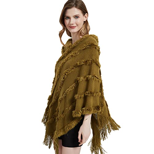 Women's V-Neck Solid Color Knitted Fuzzy Shawl Spring Fall Winter Plush Wraps2