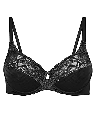 Marks and Spencer Women's Wildflower Lace Non Padded Under Wired Full Cup Bra, Black, 36AA