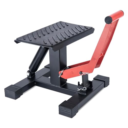 TDR Dirt Bike Lift Stand Motorcycle Jack Adjustable Hydraulic 350lbs Capacity Steel Rubber Anti Slip Motocross Pit Bike Maintenance Repair