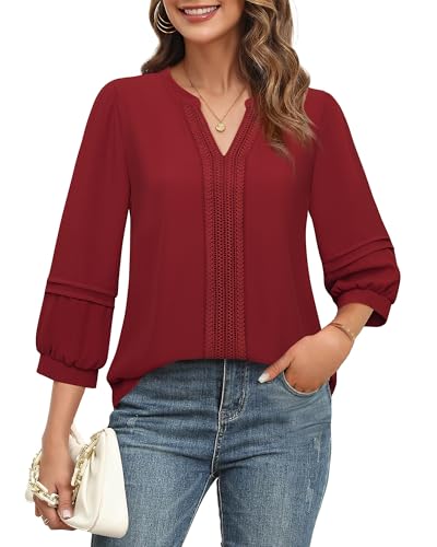 Unixseque Blouses for Women Business Casual: Red Office Attire Womens Work Tops...