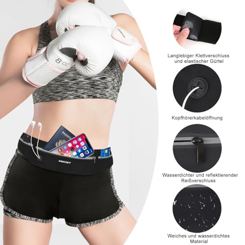 HAISSKY Laufgürtel, Hüfttasche Bauchtasche Sport Lauftasche Hüftgürtel Fitnessgürtel Running Belt für Reisen Joggen Radfahren Outdoor Laufgürtel für Handy unter 7 Zoll