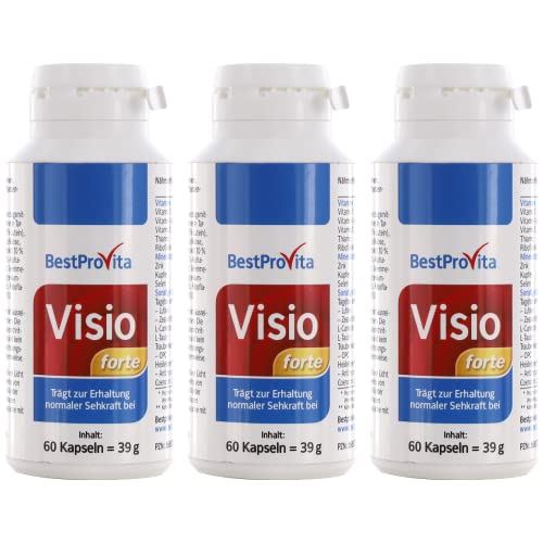 Bestprovita Visio forte 180 Kapseln, Vitalstoffe für bessere Augen Sehkraft, mit Vitaminen Thiamin Riboflavin Zink Kupfer Selen Cover