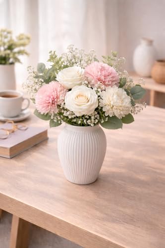Image of Divyakosh Artificial Flowers for Home Decoration, Flora for Decor | Artificial Flowers for Vase (VASE NOT Included) Home Decor Items, Artificial Dahlia and Rose Flowers Bunch for Vase |