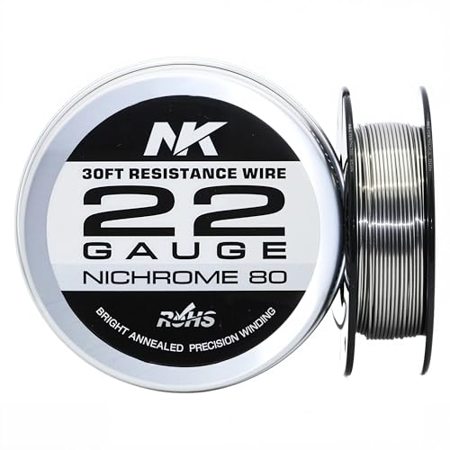 High Temp Resistance Wire Nichrome 80 for Heating Elements Foam Cutter Jewelry Making and DIY Ceramic Crafts (Ni80 22Ga 30Ft)