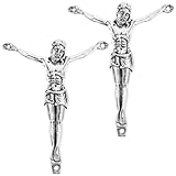 Housoutil Jesus-skulptur aus Legierung, 2 Stück Jesus-kreuze, Kruzifix-Figur, Religiöse Heilige Katholische Skulptur für DIY-kruzifix-wanddekoration