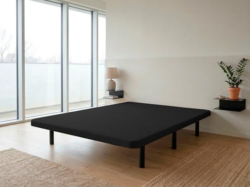 Koen Home Base tapizada 120 x 190 cm Negro - Patas 40 cm - Tejido 3D Antideslizante - Estructura Resistente - 100% Transpirable - Compatible con Cualquier colchón