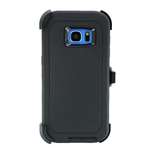 WallSkiN Case for Galaxy S7 Edge (5.5") Heavy Duty Full Body Military Grade Drop Protection Carrying Cover Holder | Holster for Men Belt with Clip Stand – Black/Black