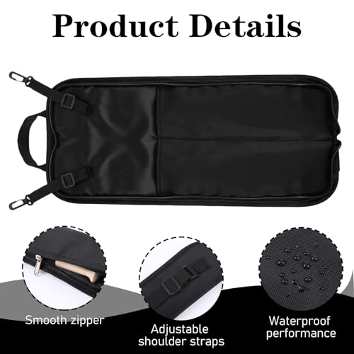 Drumstick Holder Drum Stick Bag Holder Hanging With Crossbody Shoulder Strap Drum Sticks Bags Container Up To 4 Pairs Drumstick Storage for Percussion Rock Band Jazz Acoustic Drummer Practice Students