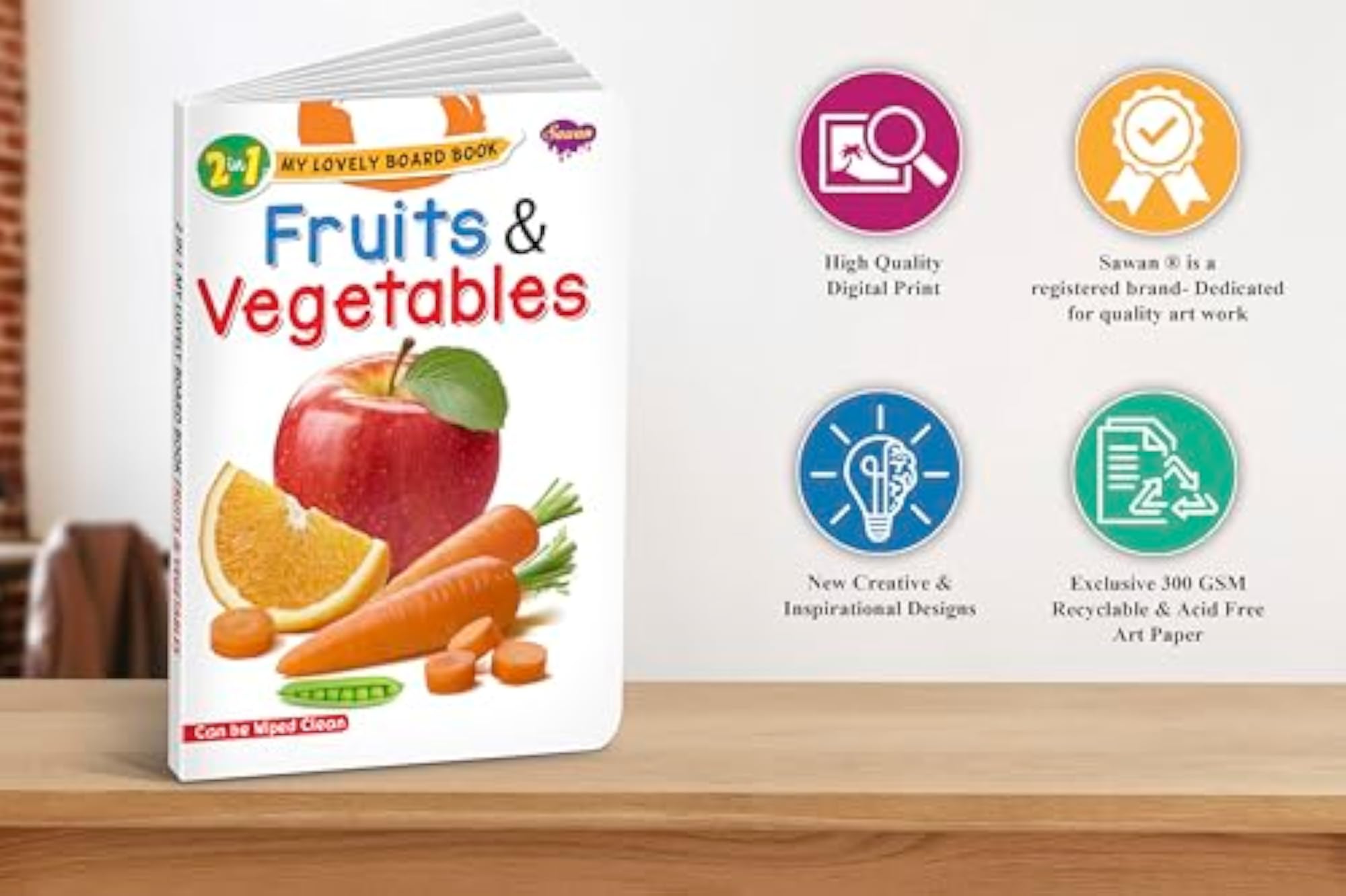 2 in 1 My Lovely Board Book Fruits and Vegetables