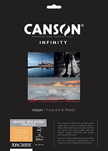 Papier photo A4 blanc pur Canson Infinity ARCHES BFK Rives 310g mat jet d'encre 10 feuilles
