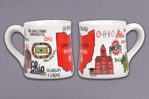 Magnolia Lane Coffee Mug, 16 Oz, 4.13-inch Height, Drinking Beverage (Ohio State Buckeyes University Go Bucks)
