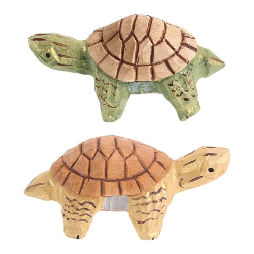 Figuras de tortuga de madera rústicas de 9 cm para decorar vitrinas de salón 2