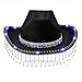 Shurhome Fringed Rhinestones LED Cowgirl Caps Glittering Powder Wide Brims Cowboy Hat Teens Fashion Nightclub Party Photo Cowboy Hat F Black