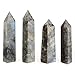 CrystalTears Set of 3 Natural Quartz Rutilated Labradorite Fluorite Crystal Self Standing Healing Crystal Point Faceted Prism Wand Reiki Balancing