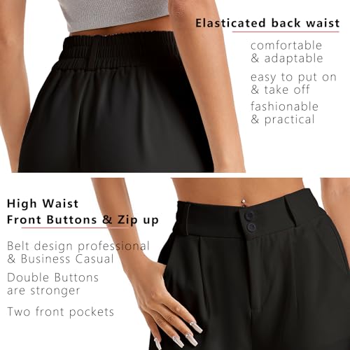 neezeelee Women's Wide Leg Dress Pants High Waisted Flowy Business Casual Trendy Work Pants Dressy Trousers4