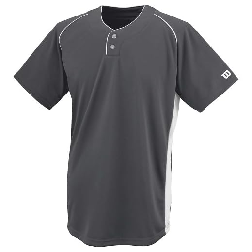WILSON Sporting Goods Double Bar Mesh 2-Button Jersey, Adult Large, Charcoal Grey