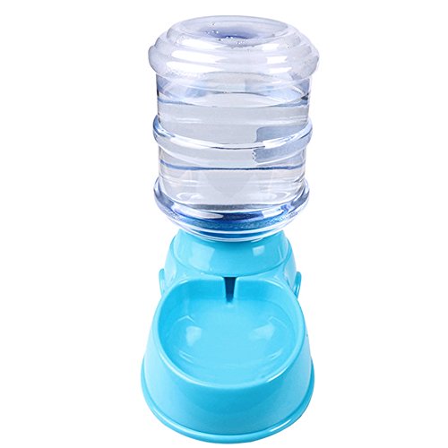 Refaxi 3.5L Dispositivo automático grande del recipiente del agua de alimentación del alimento del animal doméstico del dispensador de la comida del animal doméstico (Azul)