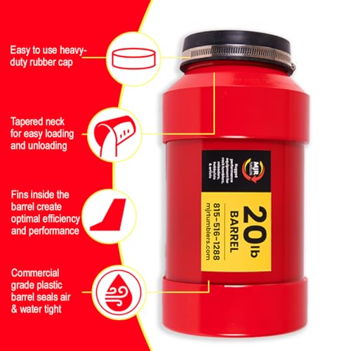 MJR Tumblers Commercial Duty 20lb Rock Tumbler. Capable of Running 18 Different Barrel Sizes & Combinations. Unmatched Quality, Durability & Versatility. MJR is a USA Disabled & Veteran Owned Company.