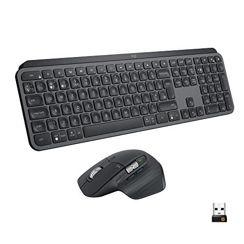 Image of Logitech MX Keys Advanced Wireless Bluetooth USB-C Keyboard and Mouse Set for PC /Mac /Laptop, Windows /Linux /iOS /Android with MX Master 3 Wireless Mouse(Dark Grey)