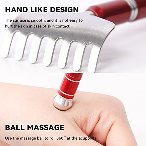 SacJkt Rückenkratzer, Rückenkratzer Ausziehbar aus Edelstahl, Kratzhand Rückenkratzer Ausziehbar von 18cm auf bis zu 51cm für Kopf und Rücken Kratzhand Rückenmassage - Rot - Image 7
