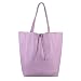 OBC Made in Italy Damen Leder Tasche Shopper Schultertasche DIN-A4 Tote Bag Metallic Handtasche Umhängetasche Beuteltasche (Flieder)