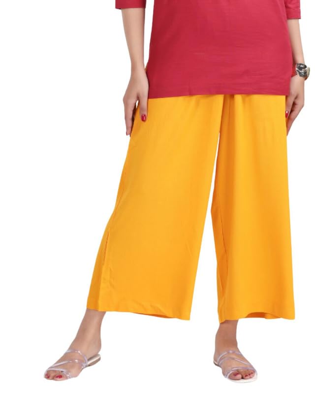 Image of Mlada Rayon Palazzo Pants for Women | Palazzo Pant for Women | Palazzo for Office Wear | Mid Rise Palazzo Pants | Regular Fit Palazzo Pants for Women | Relaxed Palazzo Pants | Solid Palazzo Pants