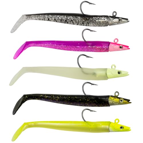 Team Deep Sea Sandeel Shad Set Gummifisch - Realistisches Sandaal-Imitat für das Meeresangeln Salzwasserfest (Light - 12cm - 16g)