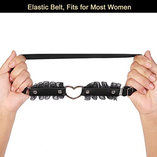 Alisikee Lace Heart Thigh Garter Belt, Adjustable Leg Garters For Women, Black, 1 Pair #TOP3