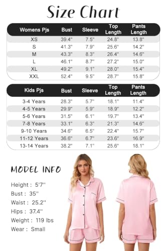 Image of Girls & Womens Satin Pajamas Set, Silk Button-Down Sleepwear 2 Piece Nightwear, 3 Years - Women XXL