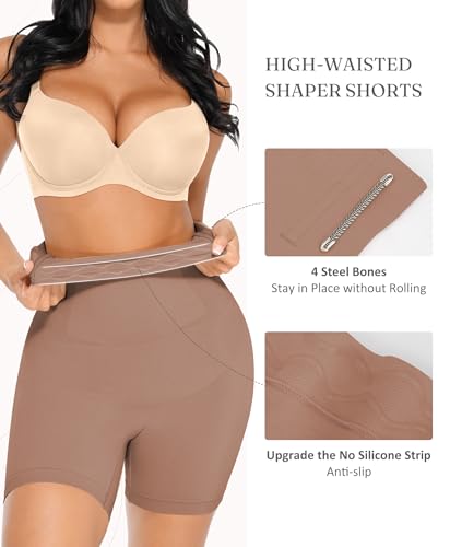 Image of FeelinGirl Tummy Control Shapewear Shorts Body Shaper for Women High-Waisted Thigh Slimming