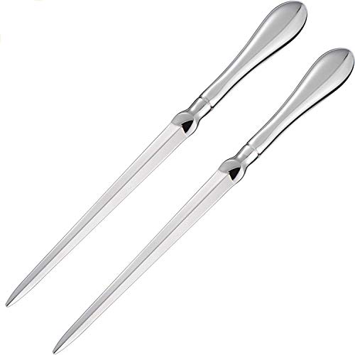 TecUnite 2 Pack Letter Opener Envelope Opener Knife Metal Letter Opening Knife, 9 Inches (Silver Color)