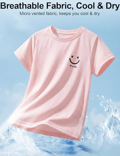 Image of Venzina Kids Solid Regular Fit T-Shirt for Boys & Girls| Quick-Dry Short Sleeve with Black Smiley Print|Air Vent Cool Fabric| Play & School Wear