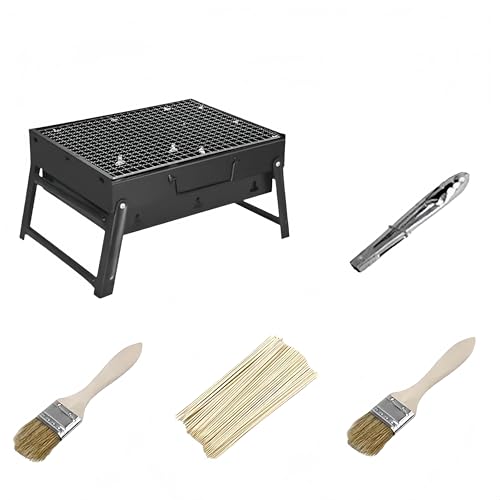 AZIEBAY �o�[�x�L���[�O���� �܂肽���ݎ� �X�e�����X�� �R���p�N�g�݌v �y�ʍ\�� �e�[�u���Ή� ���O�p �|�[�^�u�� �L�����v ������ ���W���[ ���l������ (�u���b�N 35CM*27CM*20CM+4�_�Z�b�g) [���s�A���i]