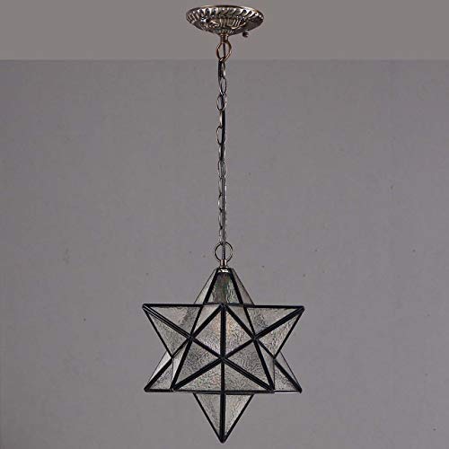 Plafonnier Moravian Star en authentique verre Favrile Bieye L30076 style vitrail d'exception