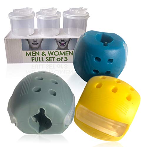 Jaw exerciser for women and men - Eliminate double chin, look Younger and Healthier - Build confidence with a Complete Face slimmer and Jawline exerciser Set of 3 by Alien system