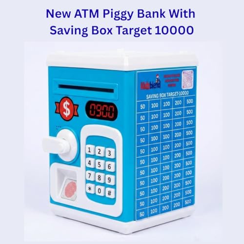 Image of New ATM Piggy Bank for Kids Boys and Girls | Money Box with ₹10,000 Saving Target | Money Bank with Lock & Touch Sensor | Auto Scroll Cash Gullak for Kids | Piggy Bank for Girls & Boys