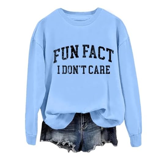 Fun Fact I Dont Care Sweatshirt Lustig Sarkastisch Spruch Fun Fact I Don't Care Shirt Unisex, himmelblau, L