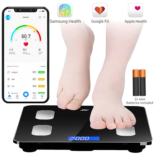 Image of ANT Aura Smart Digital Body Fat Scale with Bluetooth | Accurate Weighing Machine for Body Weight, BMI, Muscle Mass, Body Composition | 180Kg Capacity - Black